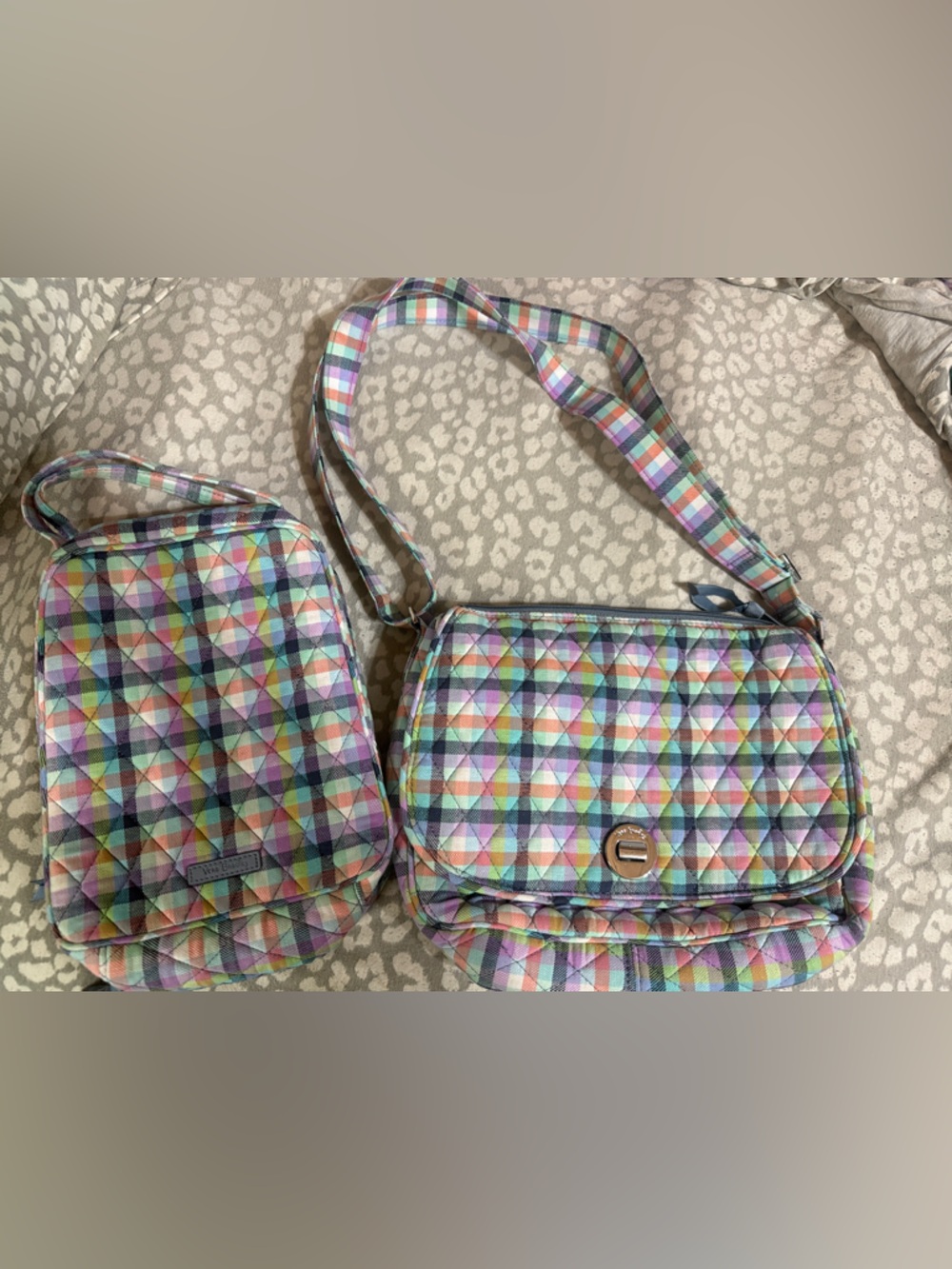 Vera Bradley Pastel Plaid Crossbody Bag and Lunchbox Multicolor